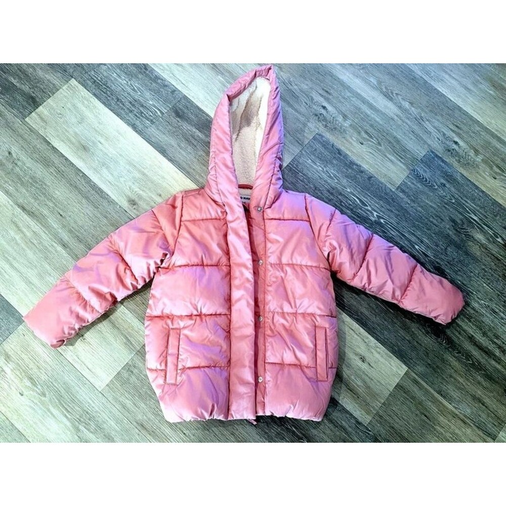 Old Navy Girls Pink Puffer Coat M 8 Water Resistant Hooded